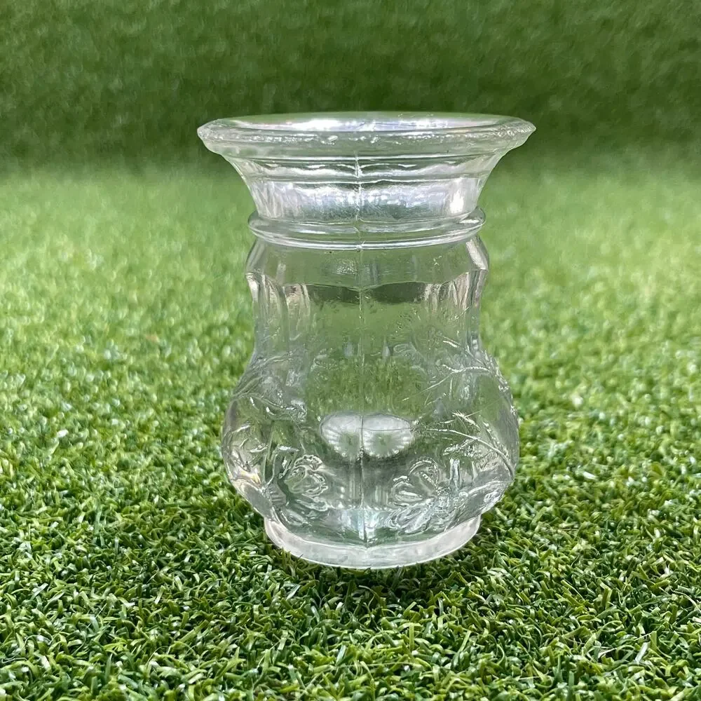 Vintage Clear Pressed Glass Toothpick Bud Vase Mini Votive Candle Holder